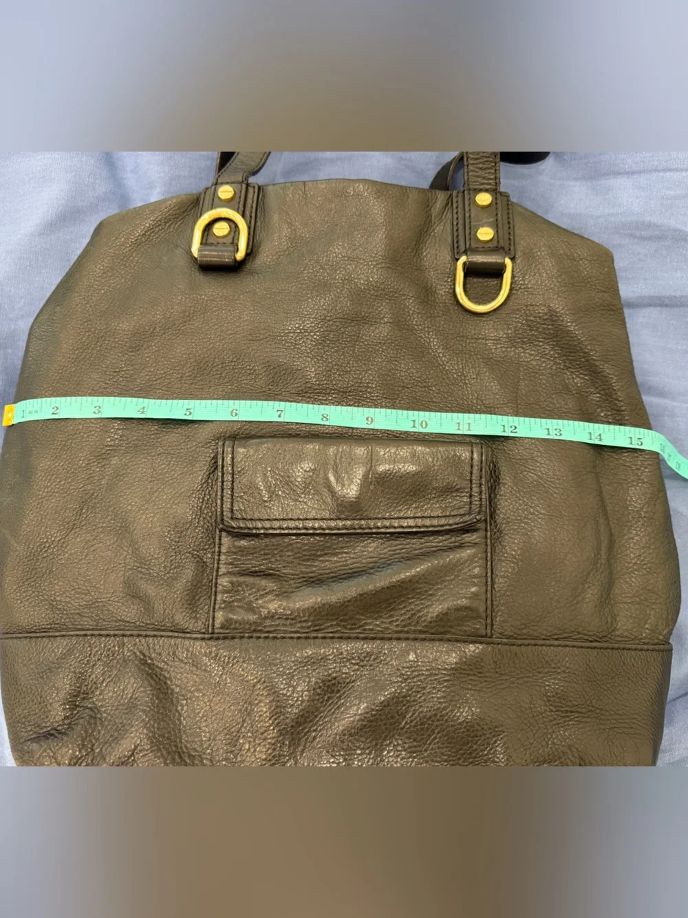 J. Crew Black Leather Tote with Gold Hardware